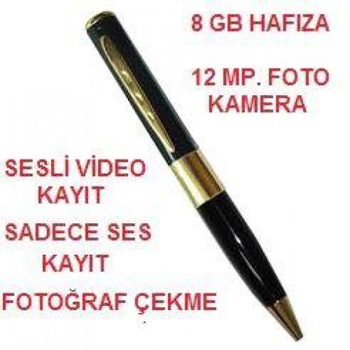 Kalem Kamera Video Harici Ses Kayıt+Video Kaydı+Fotoğraf Kaydı 8 Gb