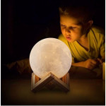 3D Dokunmatik Renk Değiştiren Ay Gece Lambası Standlı
